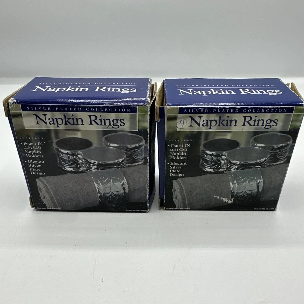 Silver Plated Collection.  Napkin Rings. 4- 2.54 CM New In‎ Box 2 Sets Of 4